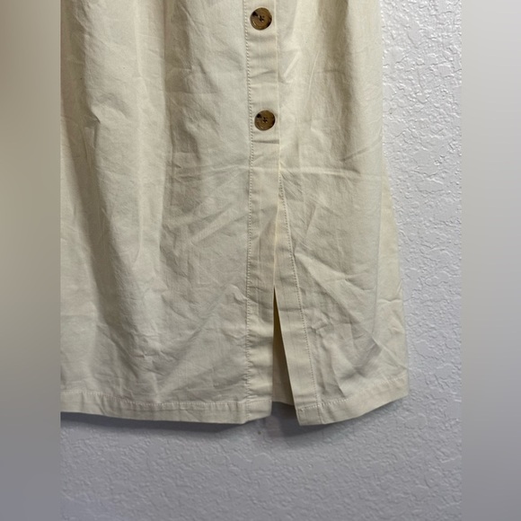 Banana Republic Dress Women 6 Ivory Midi Halter Button Front Ruched Yacht Beach - Picture 3 of 11